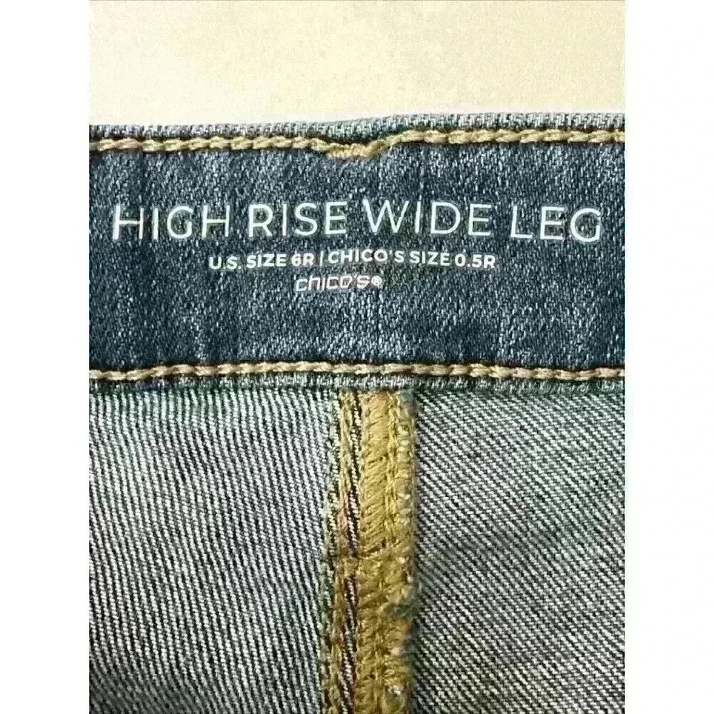 Chico’s High Rise Wide Leg Jeans Size 6R Women's Boho Romantic cowgirl - Picture 11 of 11